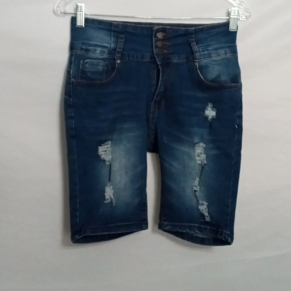 Juniors Distressed Denim Bermuda Shorts